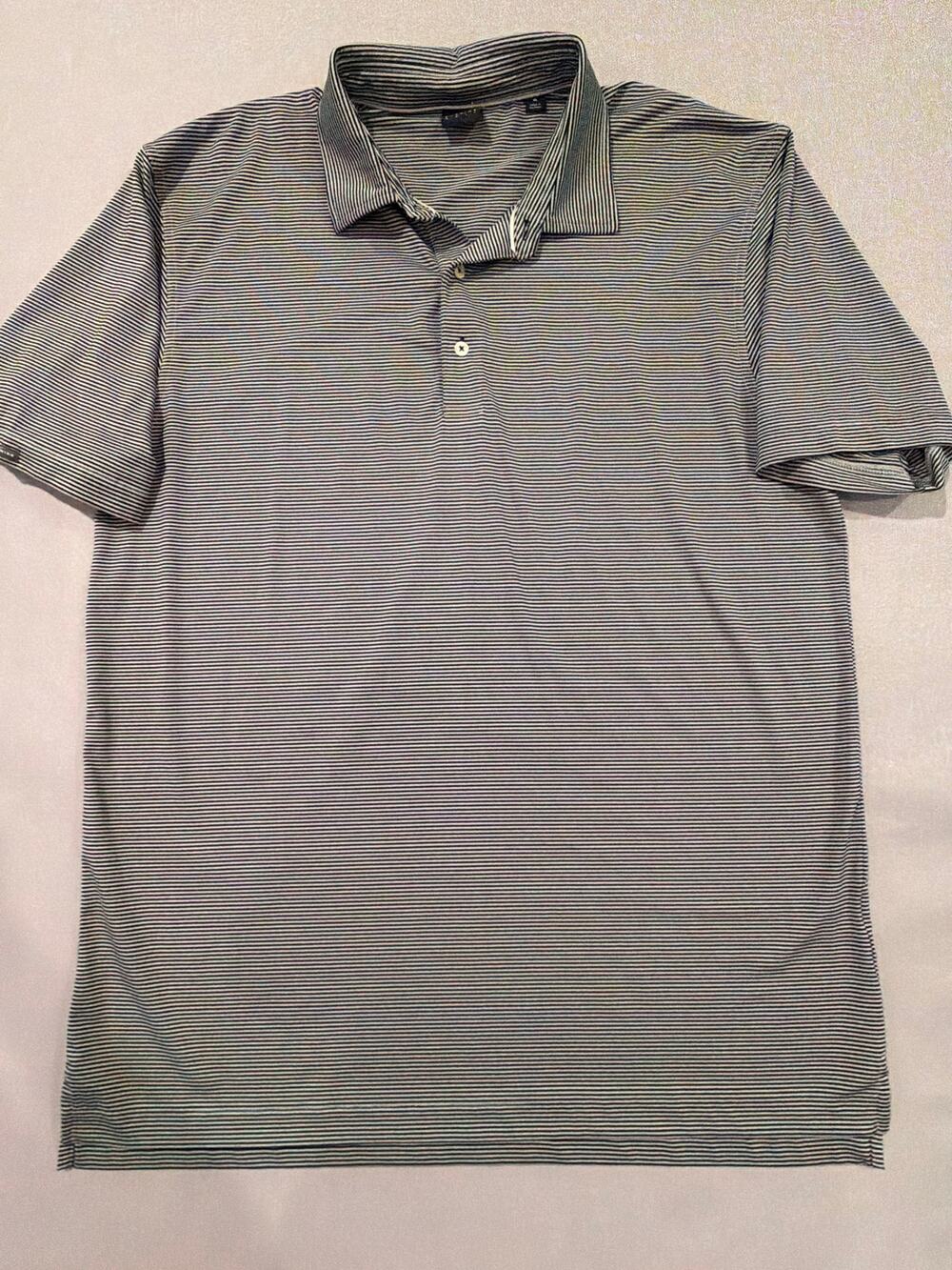 Dunning Golf Striped Performance Polo Shirt XL Black White Stretch Golf Shirt